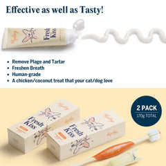 FlyDog Fresh Kiss finger brush use showcases gentle, precise brushing for small mouths.