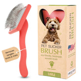 Flying Pawfect dog slicker brush hero coral speeds grooming with less effort
