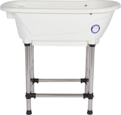 Flying Pig Grooming tub basin close-up shows durable heavy-duty plastic