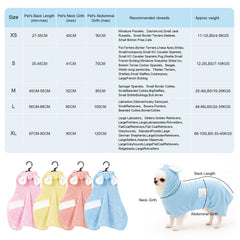 Fnaobai pet bathrobe blue xlarge worn on a pet highlights hooded drying design.