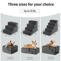 Foamalusion dog stairs side profile demonstrates compact height for sofa and chair use.