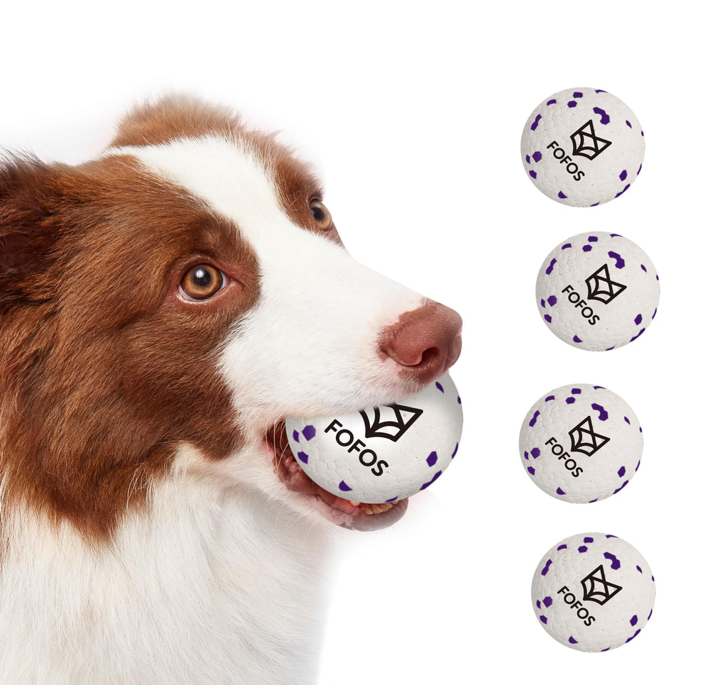 FOFOS dog balls eco material—lightweight and tough for aggressive chewers during play sessions.