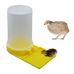FOIBURELY Baby Bird Button Quail Yellow Water Feeder installed on cage for safe hydration.