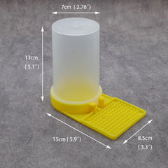 FOIBURELY Baby Bird Button Quail Yellow Water Feeder base provides stable support.