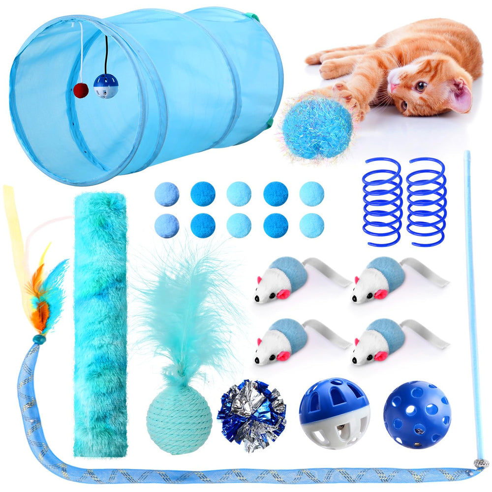 Foilswirl foldable-tunnel-blue offers a compact play space for indoor cats.