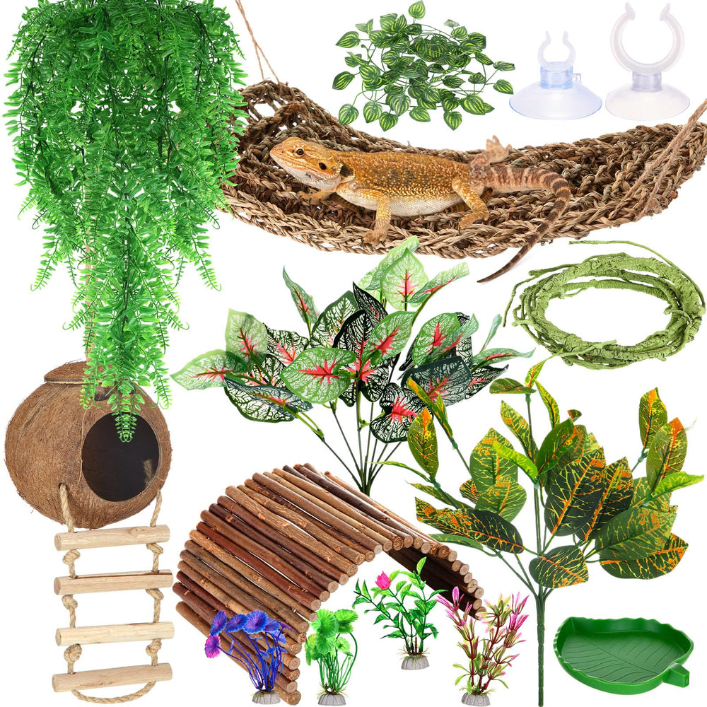 Foilswirl parrot grass net provides a soft climbing surface for playful reptiles.