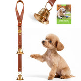 FOLKSMATE leather dog door bell closeup brass for durable potty-training use