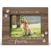FONDCANYON pawprints memorial frame front view shows durable wood and warm home decor.