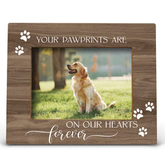 FONDCANYON pawprints memorial frame front view shows durable wood and warm home decor.
