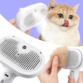 FONSUFA Cat Steam Brush before and after shows reduced loose fur and smoother coat.