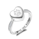 Fookduoduo 925 silver paw print urn ring—close-up of durable finish for daily remembrance