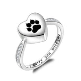 Fookduoduo sterling silver paw print urn ring closeup, durable keepsake for pet ashes