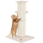 Fopetfy cat scratching post 33in beige for indoor use promoting full-body stretch