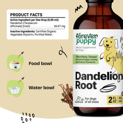 Forever Puppy Dandelion Root Drops mixed into meals supports convenient liver care.