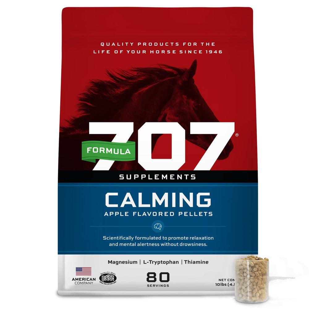 Formula 707 calming equine supplement bag front view for anxiety relief