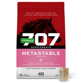 Formula 707 MetaStable pellets bag front, ready for metabolic support feeding.