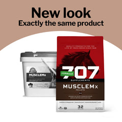Formula 707 MuscleMx bottle label close-up highlighting ingredients for muscle support.