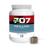 Formula 707 psyllium pellets jar for easy feeding and daily gut-friendly support.