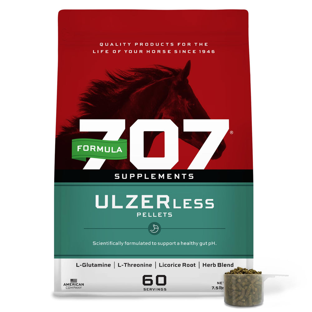 Formula 707 ULZERless bottle label communicates quality for horse care