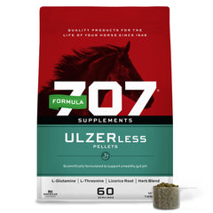 Formula 707 ULZERless bottle label communicates quality for horse care