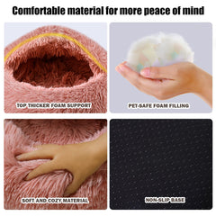 FORMYCATIE cat bed leather pink inside cave shows secure hideaway for kitten comfort.