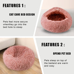 FORMYCATIE cat bed leather pink washable cover enables easy cleaning after naps.