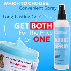Forticept Blue Butter applied to a wound-area on irritated skin for care support.