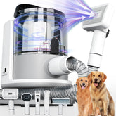 FOTING 5-in-1 dog grooming vacuum assembly showing all-in-one setup
