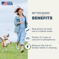 Four Leaf Rover Better Bones freeze-dried beef bone image suggests high quality protein
