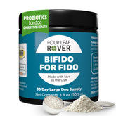 Four Leaf Rover Bifido bottle being poured to support canine gut health.
