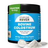 Four Leaf Rover bovine colostrum bottle for easy daily gut support in dogs