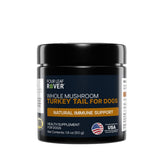 Four Leaf Rover turkey tail dog supplement bottle highlights immune-support formula