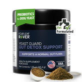 Four Leaf Rover Yeast Guard bottle front shows vet-formulated dog yeast support