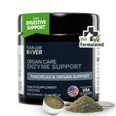Four Leaf Rover Organ Care bottle front offers digestive support for dogs.