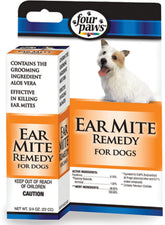 Four Paws Aloe Ear Mite Treatment tube for at-home ear care and quick mite relief.
