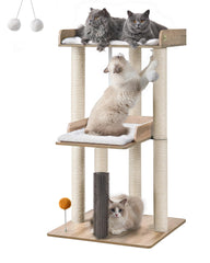 FourFurPets 43.7-inch cat tree base platform provides stable lounging for multiple cats.