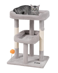 FourFurPets small cat tree base showcases sturdy foundation for stable indoor play.