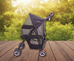 FOURPAW full-window stroller folded state demonstrates compact portability for travel