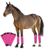 FOXLVDA horse fly boots pink large front view with breathable mesh for leg protection.