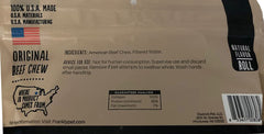 Frankly Beef Chew Retriever Roll closeup shows natural beef hide texture and digestibility for dogs.