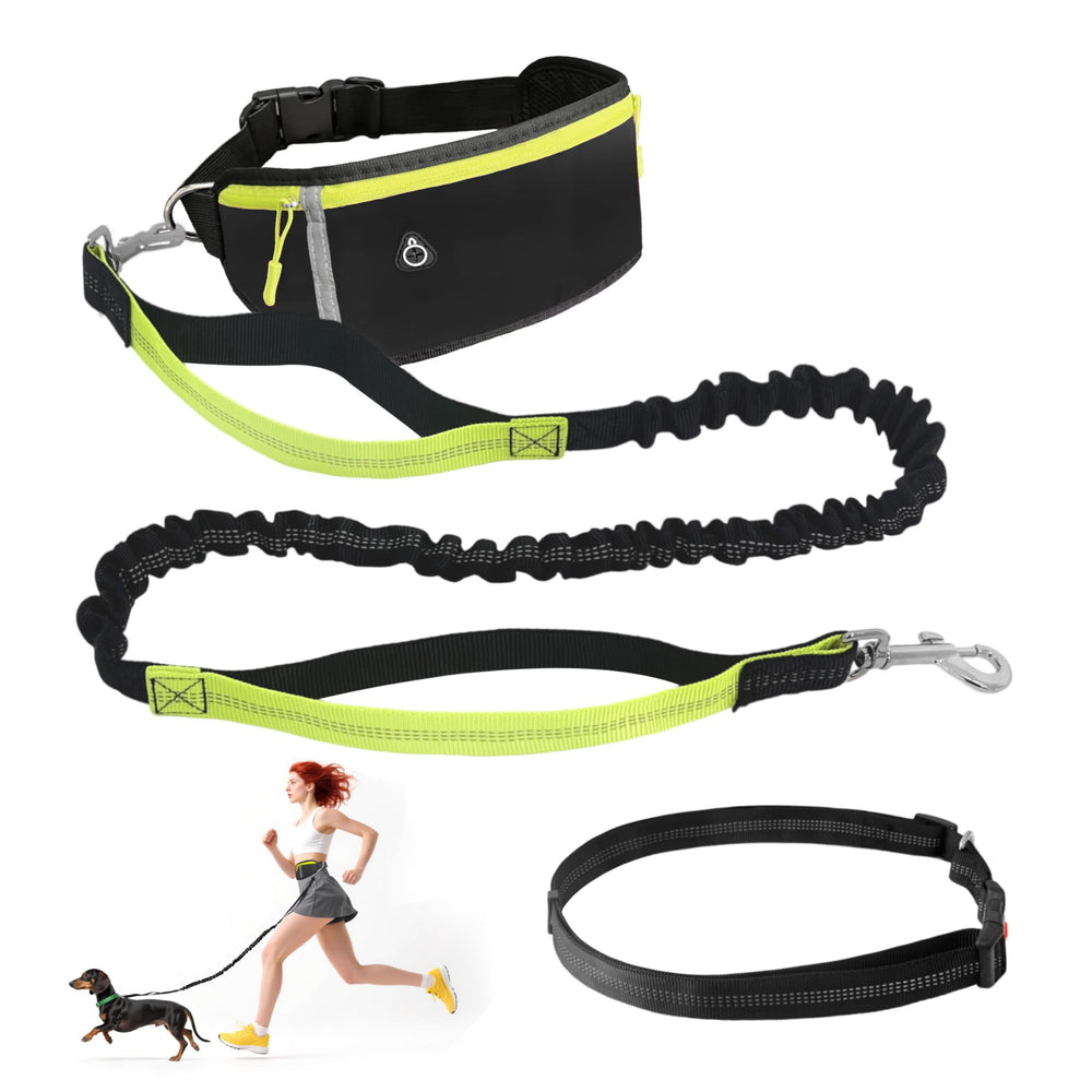Frayot hands free leash with zipper pouch front view showing built-in storage during walks.