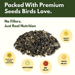 FREEBIRD Wild Bird Seed with sunflower and safflower — high-energy seeds for vibrant yard visits.