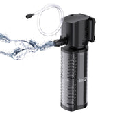 FREESEA aquarium filter front view highlights compact design for 10-35 gallon setups.