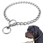 Freezx dog choke collar close-up shows durable alloy steel construction.