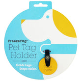 FreezeTag dog tag silencer attached to collar for quieter walks