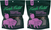 Fresh Field Bison & Apple Jerky Chips pack shows USA-made dog treats ideal for training rewards.