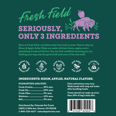 Fresh Field dog treat close-up highlights bison and apple pieces