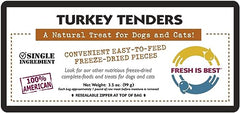 Close-up of Fresh Is Best freeze-dried turkey tenders showing protein bite texture