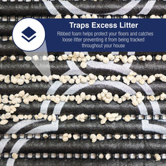 Fresh Kitty litter mat black white quatrefoil 40-by-25-inches showcasing stylish, easy-to-clean design