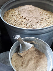 Fresh Eggs Daily Brewers Yeast ducklings feed being sprinkled supports digestive health.